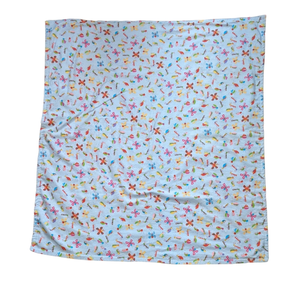 Handmade baby quilt  animals, insects, flannel cross stitch 39X44